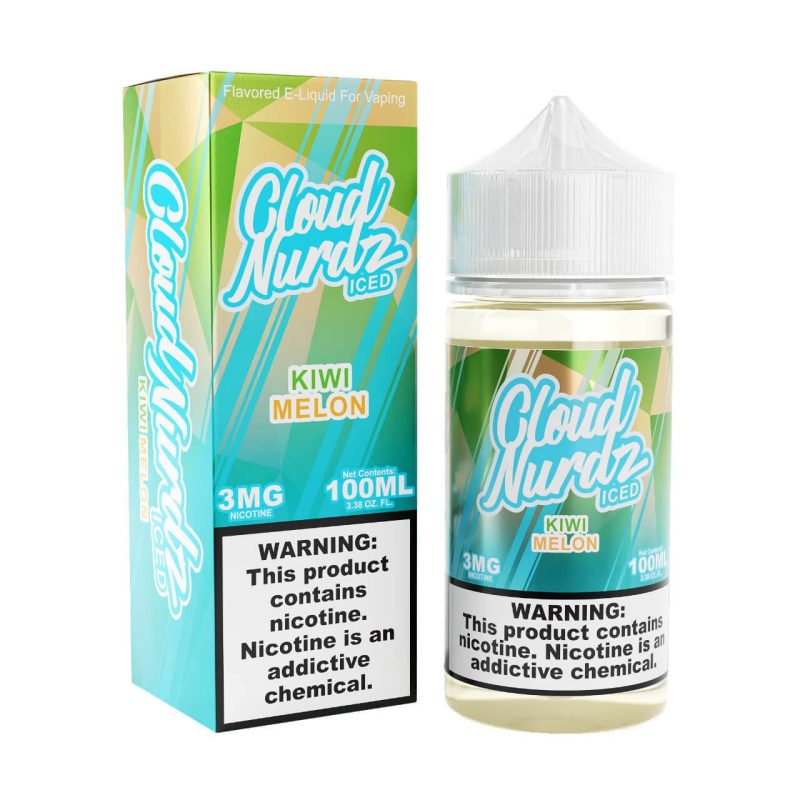 Cloud Nurdz Iced Kiwi Melon Synthetic Nicotine 100ml E Juice 34166