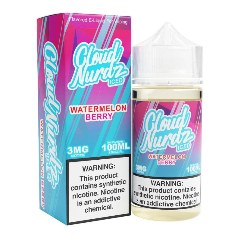 Cloud Nurdz Iced Watermelon Berry Synthetic Nicotine 100ml E Juice 79914