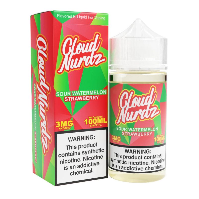 Cloud Nurdz Sour Watermelon Strawberry Synthetic Nicotine 100ml E Juice 84812