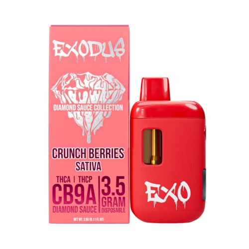 Exodus CB9A + THCA Disposable 3.5g Crunch Berries flavor, fruity and crunchy delight.