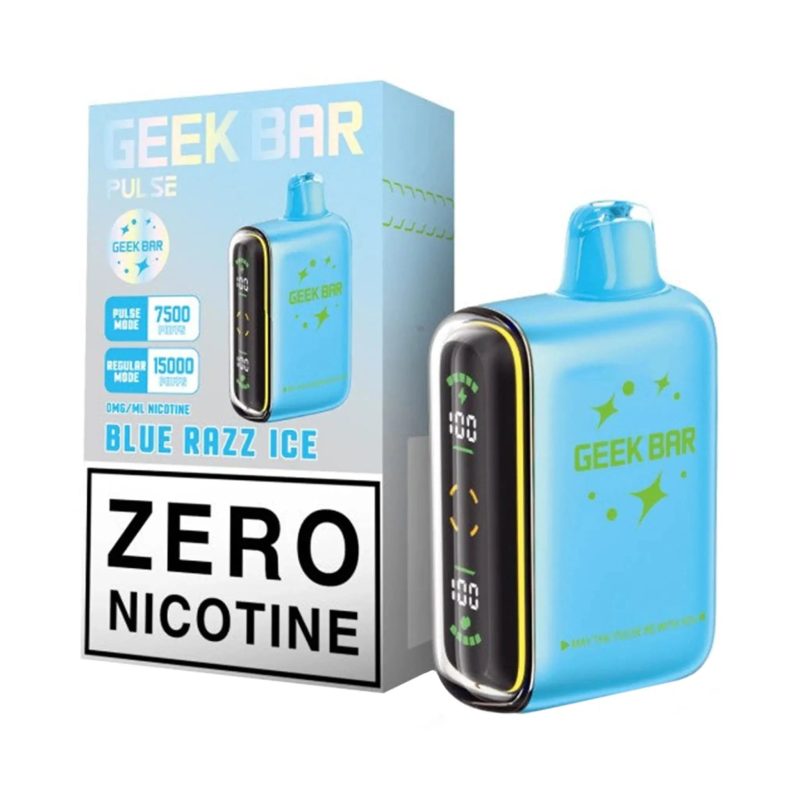 geek bar pulse vape zero nicotine blue razz ice flavor