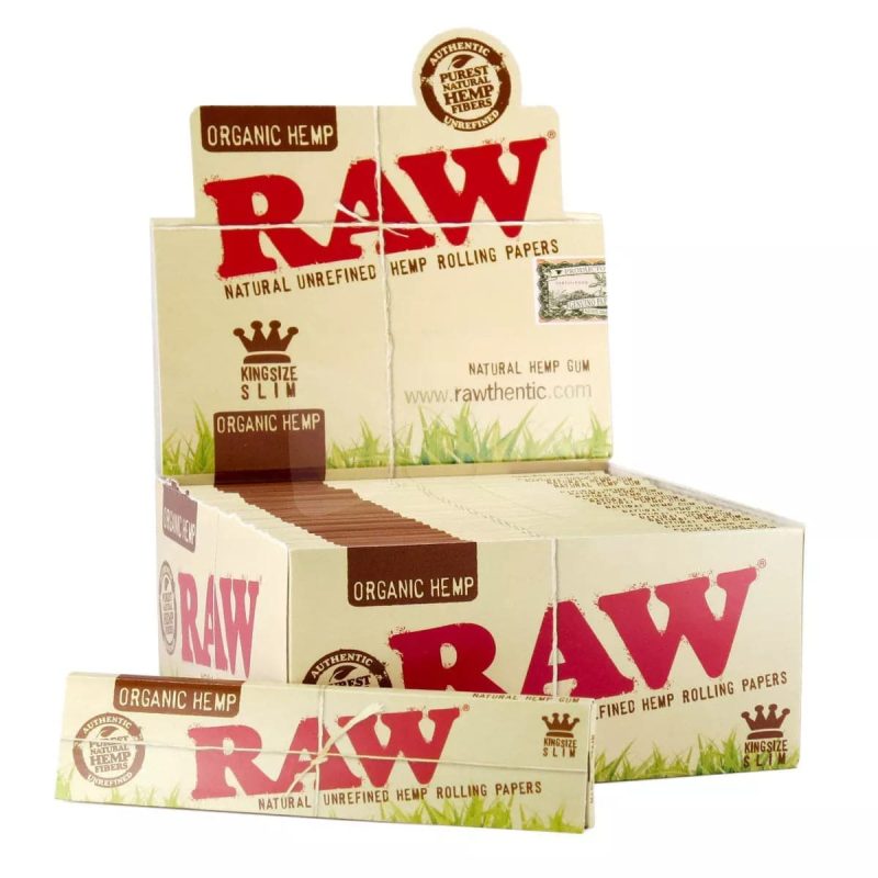 raw smoking accessories default title raw organic hemp king size slim rolling papers 50ct box 29485999325235