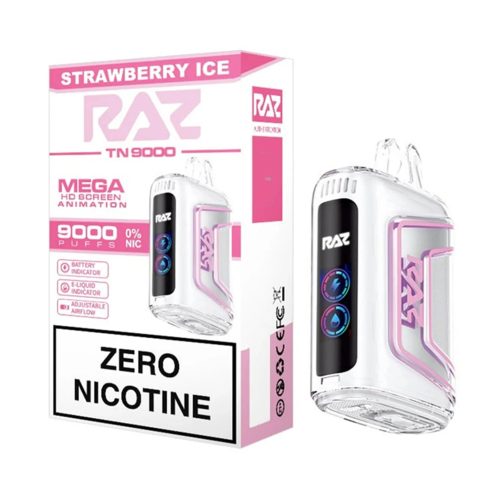 strawberry ice flavored raz tn9000 zero nicotine vape